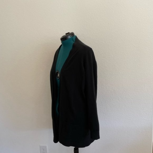 Lands End Outfitters Black Cotton Open Long Cardigan XL - Picture 4 of 5